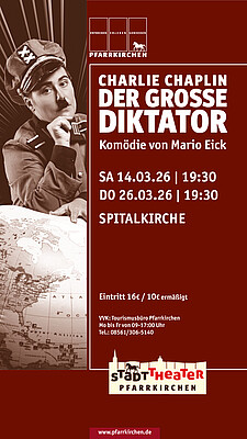 Banner StadtTheater: Charlie Chaplin - Der große Diktator
