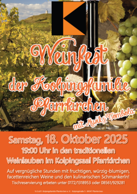 Banner Weinfest der Kolpingsfamilie Pfarrkirchen