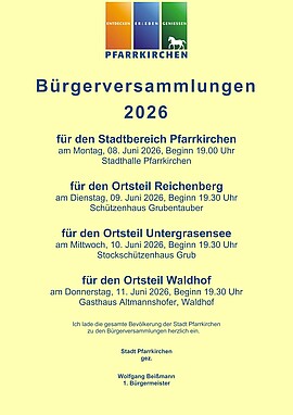 Banner Bürgerversammlung 2026 für den Ortsteil Waldhof