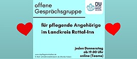 Banner offene Gesprächsgruppe für pflegende Angehörige