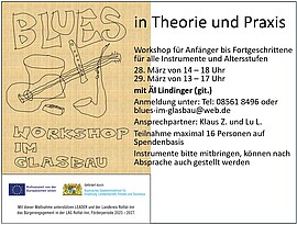 Banner BLUES Workshop im Glasbau